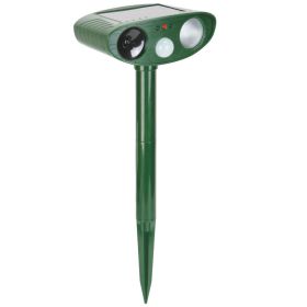 1Pc Solar Ultrasonic Animal Repeller PIR Sensor Animal Repellent Chaser With Flashing Light IPX4 Waterproof For Chasing Deer Raccoon Squirrel Rat (Option: LED)