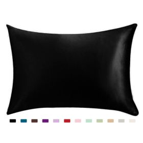 Pillowcase Satin Solid Color Simulation Silk Single Pillowcase Ice Silk Pillowcase (Option: black-20X29inches-1PC)