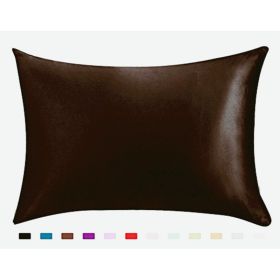 Pillowcase Satin Solid Color Simulation Silk Single Pillowcase Ice Silk Pillowcase (Option: Coffee-20 X36inches-1pc)