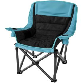 Camping Chair For Adults, Portable Folding Camping Chair W Side Pockets, Cup Holders, Carry Bag, Green And Black (Option: Green and Black)