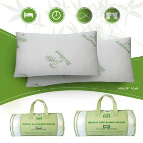 Bamboo Memory Foam Pillow With Washable Pillowcase (Option: White)