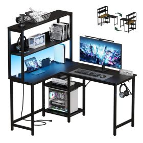43/53 Inch L-Shaped Desk with Storage Shelves & Hooks - Reversible Computer Table Suitable for Office, Gaming Setup, Workstation with Spacious (size: 43in)