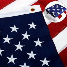 American Flag 10x15 ft 8x12 ft 6x10 ft 5x8 ft 4x6 ft 3x5 ft  2x3 ft Outdoor Heavy Duty Embroidered Stars USA Flag Sewn Stripes Fade Resistance Br (size: 5x8ft)