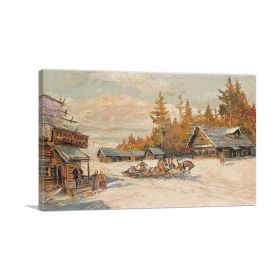 Winter Scene With Troika Winter Sleigh Ride (Type: Standard Framed Canvas Print, size: 32" x 24" / 80cm x 60cm (approx))